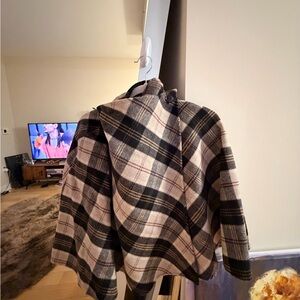 Zara Checkered Wool Blend Cape